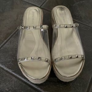 Marc Fisher clear wedge espadrilles NWT/box